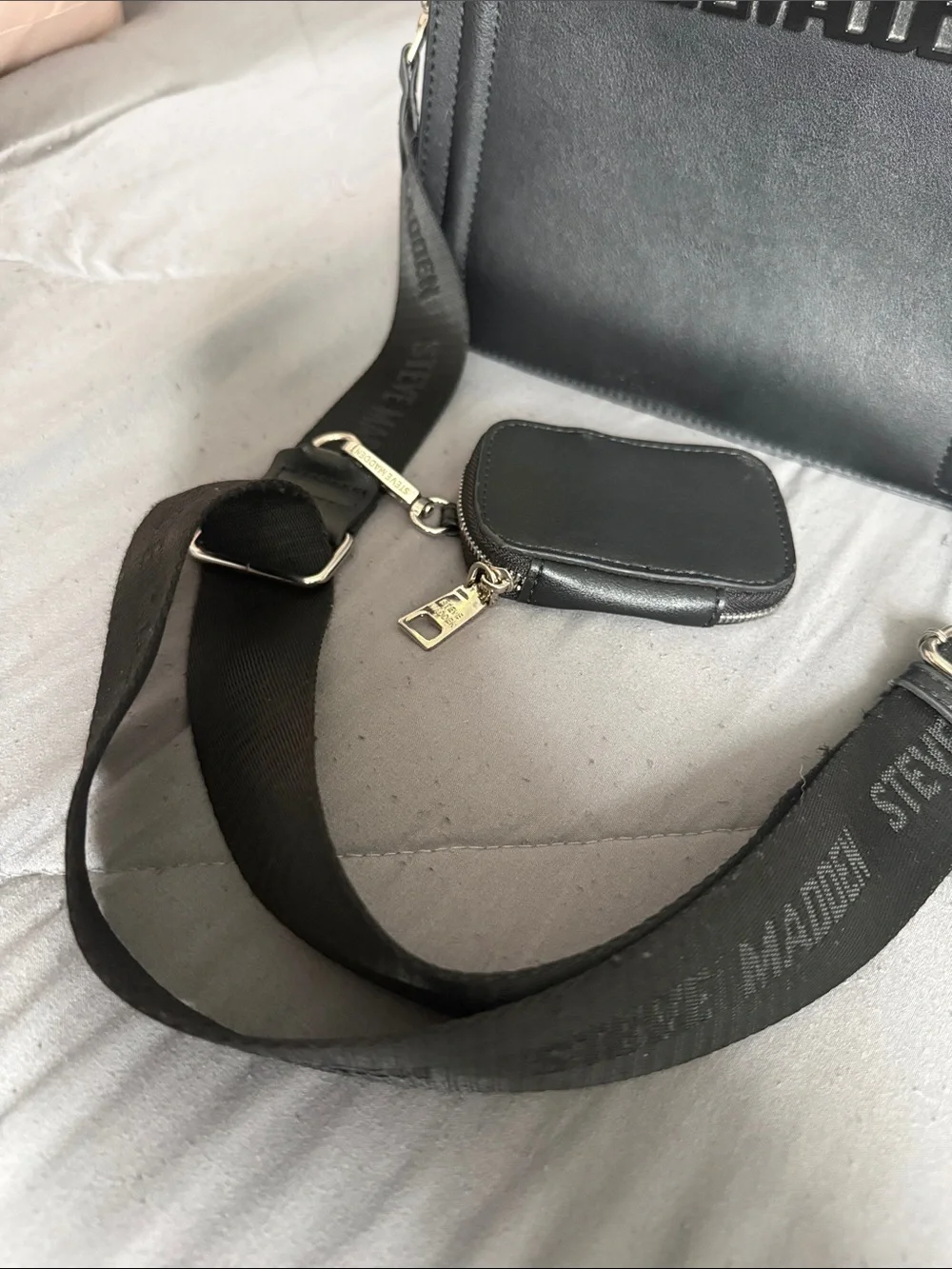 Steve Madden Black Structured Crossbody Bag with Removable Strap